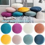 taies d'oreillers rondes velours couleurs unies moderne décoratives intérieur blanc bleu marine jaune rose