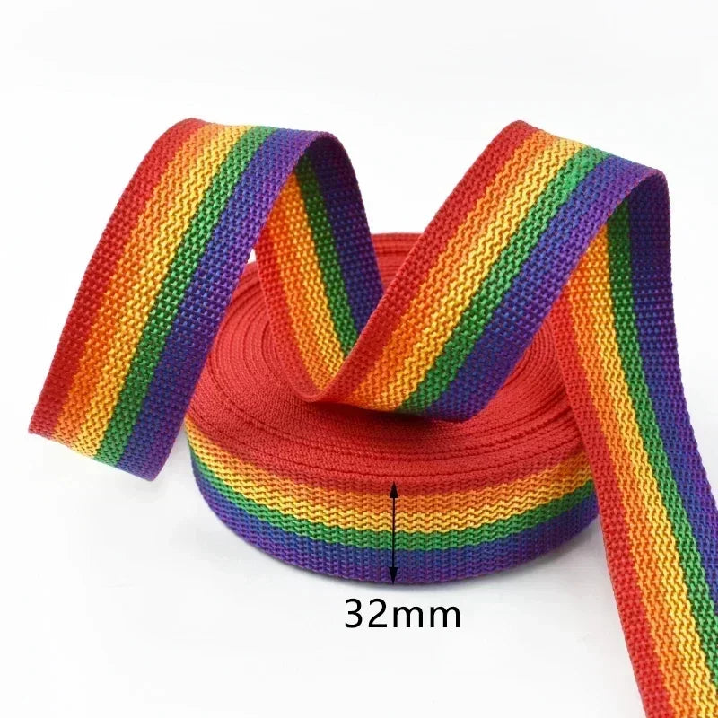 ruban polyestère 50mm 38mm 32mm 25mm 20mm arc ciel rayures texturé couture sacs
