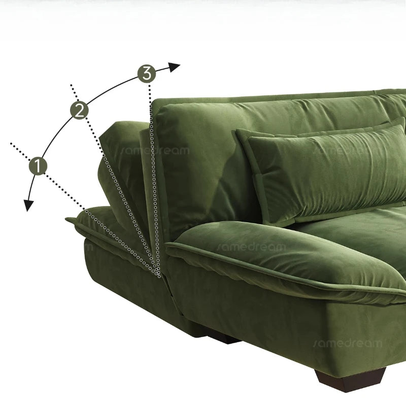 canapé convertible moderne velours beige dimensions pliables coussins