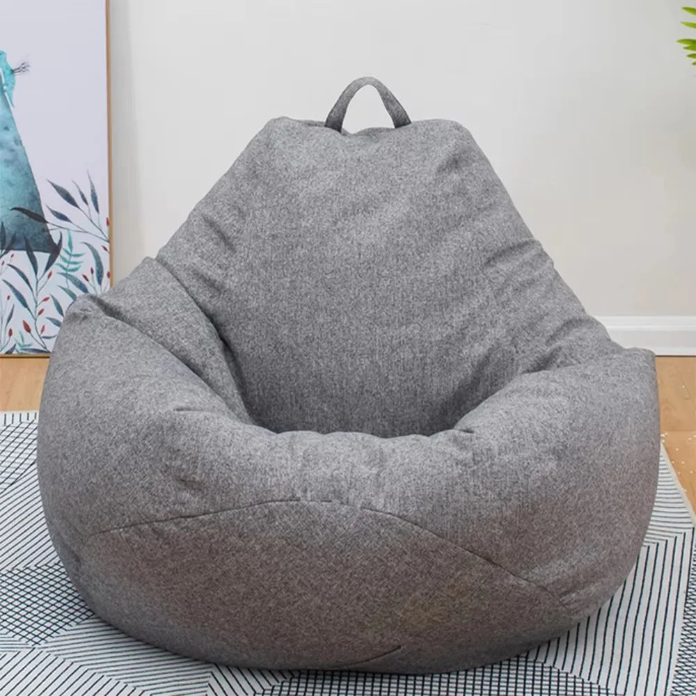 housse fauteuil pouf gris bleu rose pâle coton tissé moderne confortable poignées incluses