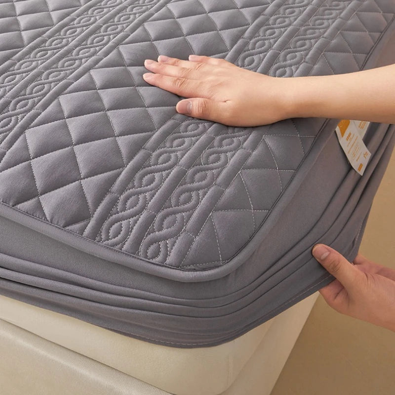 protège matelas imperméable matelassé anti acariens antibactérien gris élastiques lit double