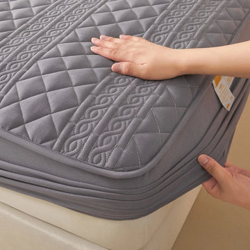 protège matelas imperméable matelassé anti acariens antibactérien gris élastiques lit double