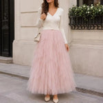 jupe tulle rose clair élégante classique été plissée longueur cheville junior féerique organza polyester