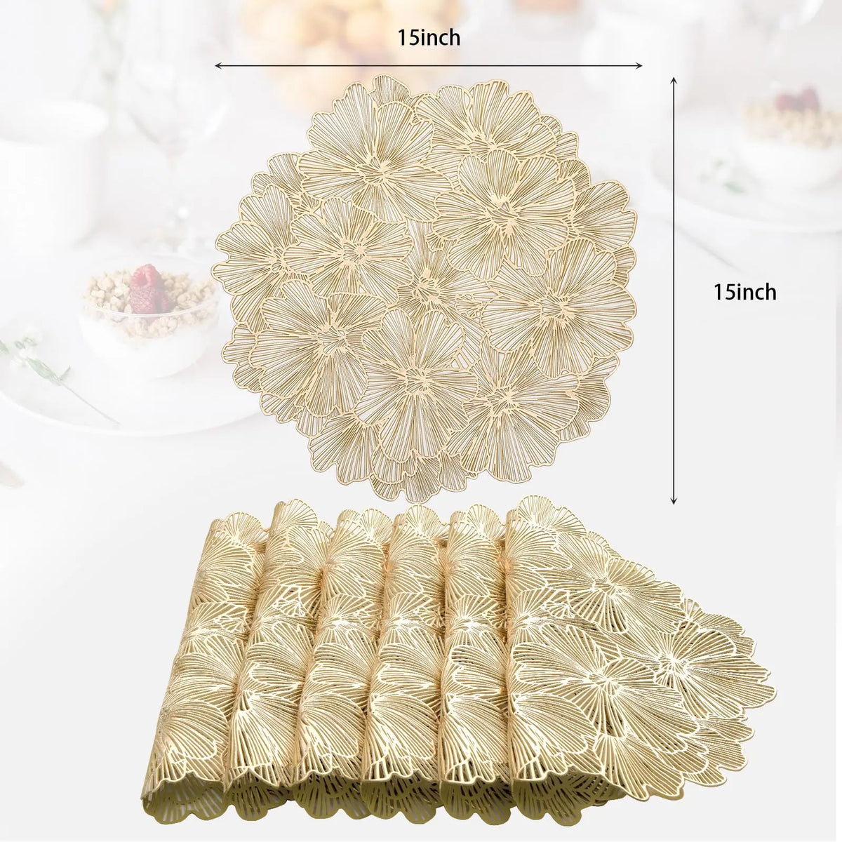 placemat doré fleurs découpées moderne respectueux environnement serviette table décoration noël festive