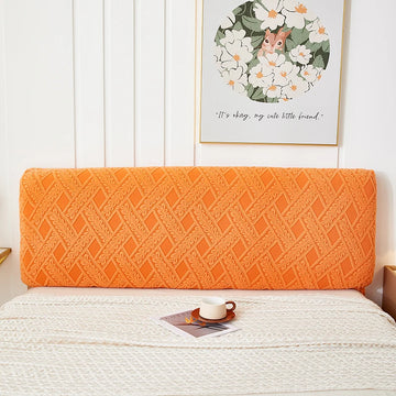 housse tête lit orange moderne brodée motifs géométriques floraux textile décoration chambre