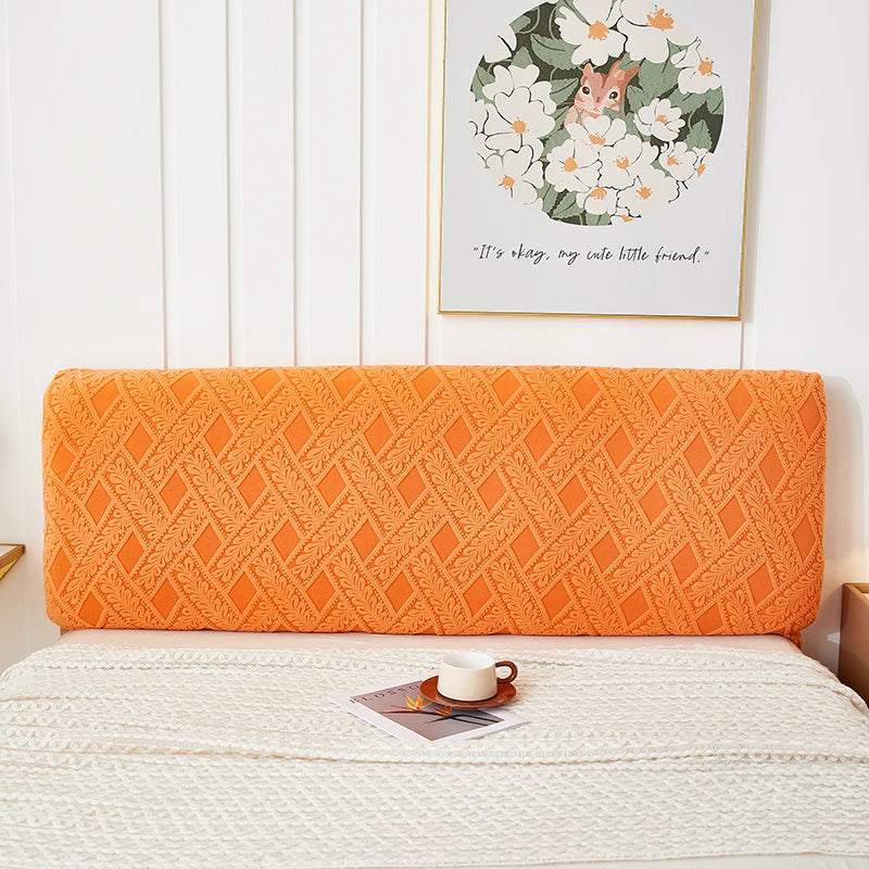 housse tête lit orange moderne brodée motifs géométriques floraux textile décoration chambre