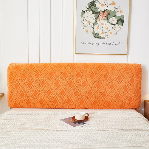 housse tête lit orange moderne brodée motifs géométriques floraux textile décoration chambre