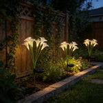 lampe solaire fleur artificielle blanc vert moderne patio décoration pétales lumineux inoxydableextérieur