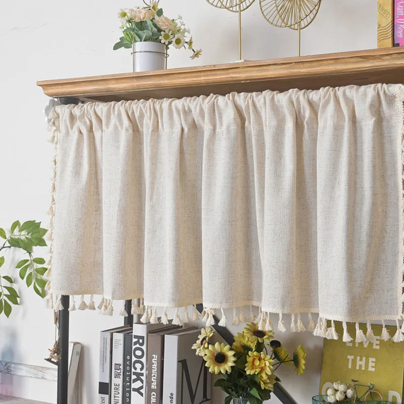 rideau lin franges beige rustique bohème opacité fenêtre tissu artisanal européen