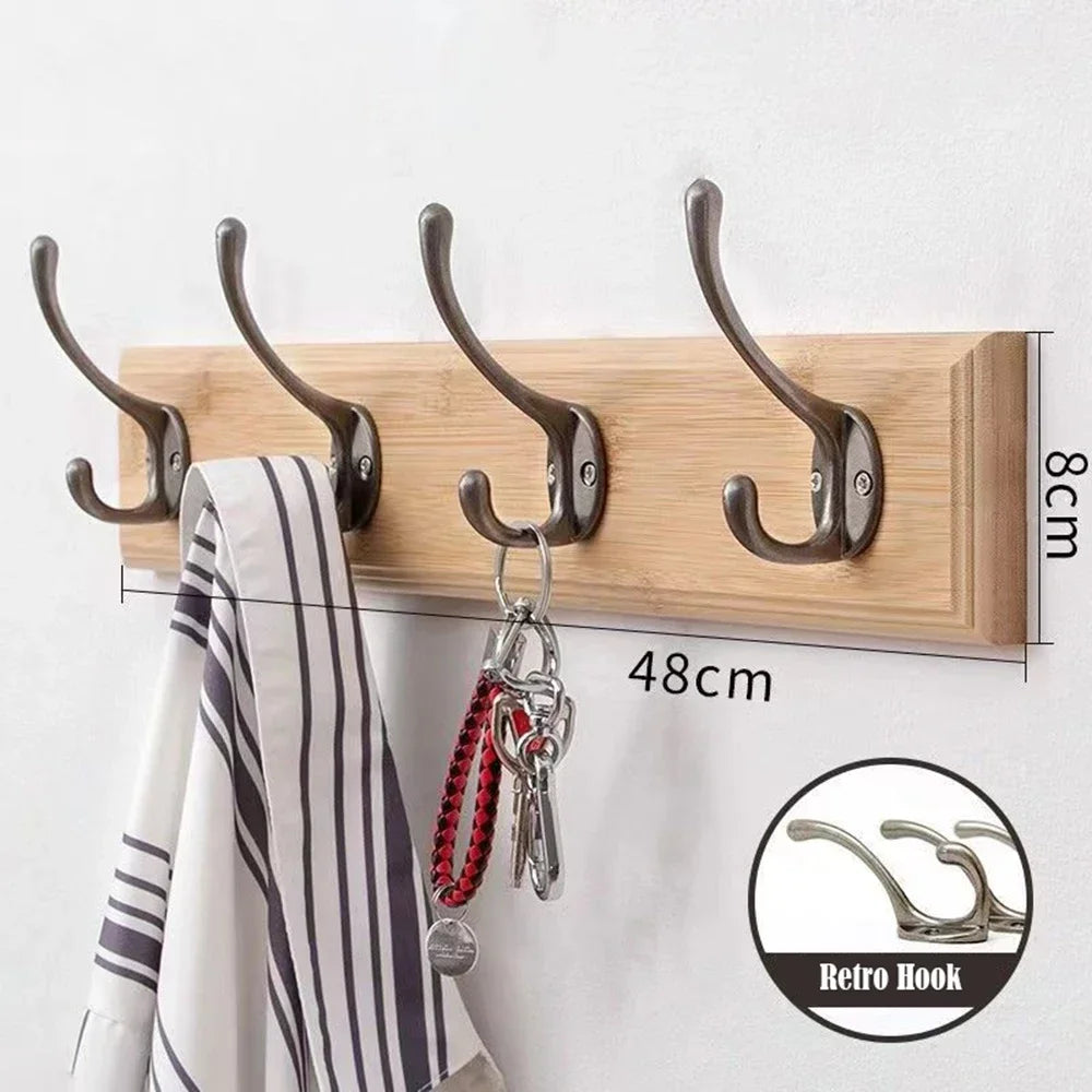 porte sacs mural bois marron classique crochets vis sacs accessoires décoration entrée couloir vintage