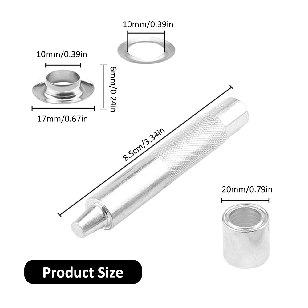 kit grommets argentés outils perforation boîte rangement textiles pratique utilitaire