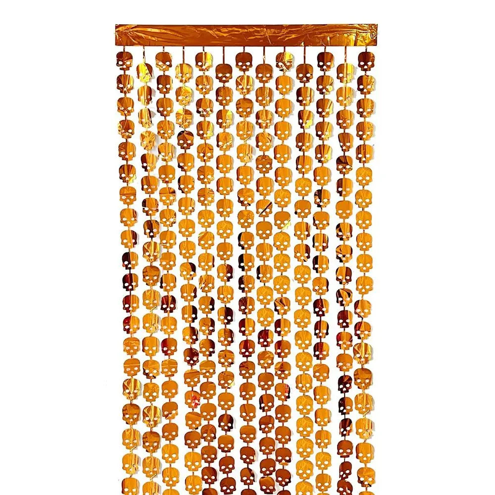 rideau halloween orange noir coeurs crânes triangles moderne opacité festif