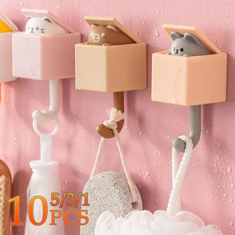 porte clés porte sacs adhésifs chats animaux moderne minimaliste rose clair gris vert chambre