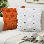 coussin halloween blanc orange citrouilles fantômes doux épais décoration festive