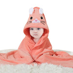serviette bébé capuche animaux motifs doux microfibre brodés marron bleu gris rose verte