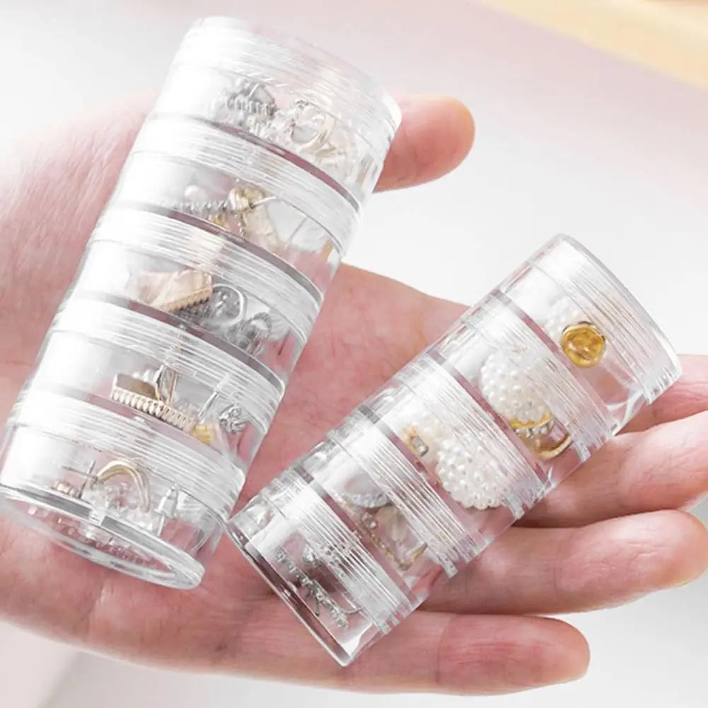 boîtes rangement bijoux transparentes empilables petites anneaux boucles doreilles modernes ridées plastique