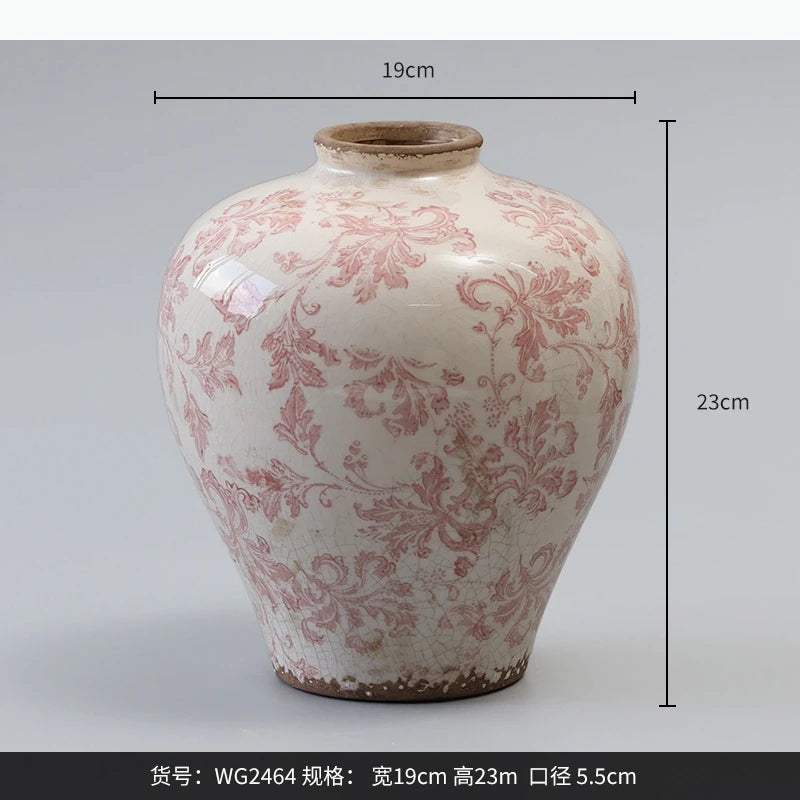 vase table blanc rose floral délicat classique vintage décoration maisonOpaque 19cm 23cm