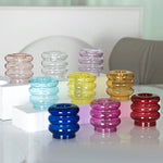 support bougie verre coloré moderne bleu orange jaune rose violet translucent maison restaurant fête