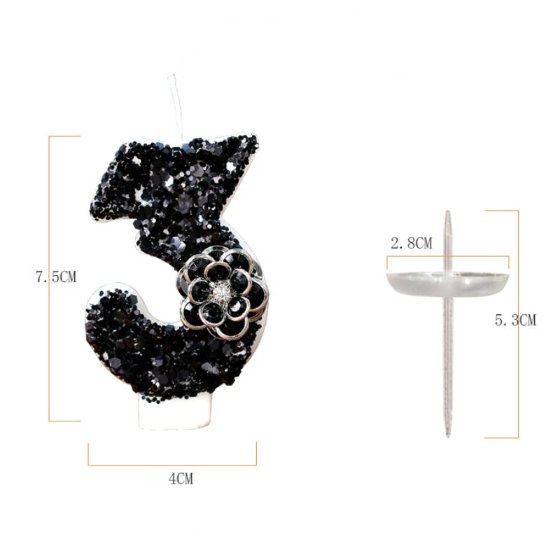 bougies chiffres paillettes noires festives anniversaire mariage décoratives numérotation festive