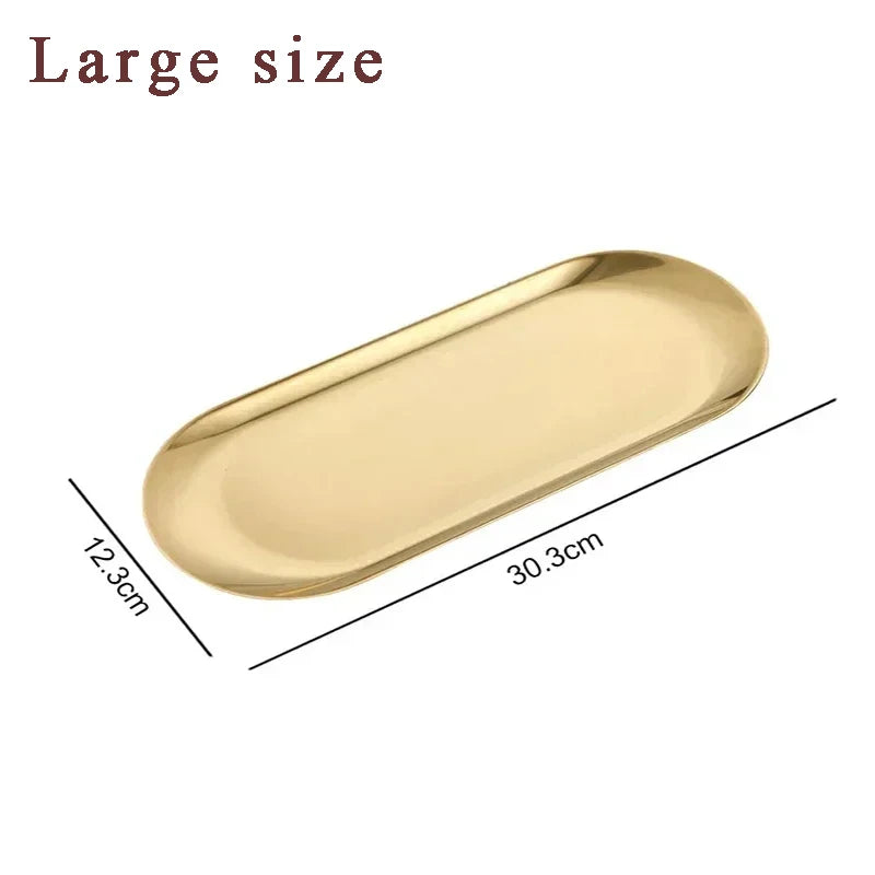 assiettes ovales or argent plates rangement cosmétiques outils nail art moderne élégants