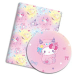 tissu sanrio kawaii dessins animés coton polyester couture robe poupée rideau blanc jaune rose