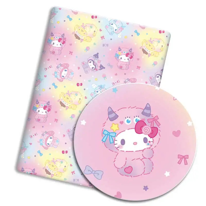 tissu sanrio kawaii dessins animés coton polyester couture robe poupée rideau blanc jaune rose