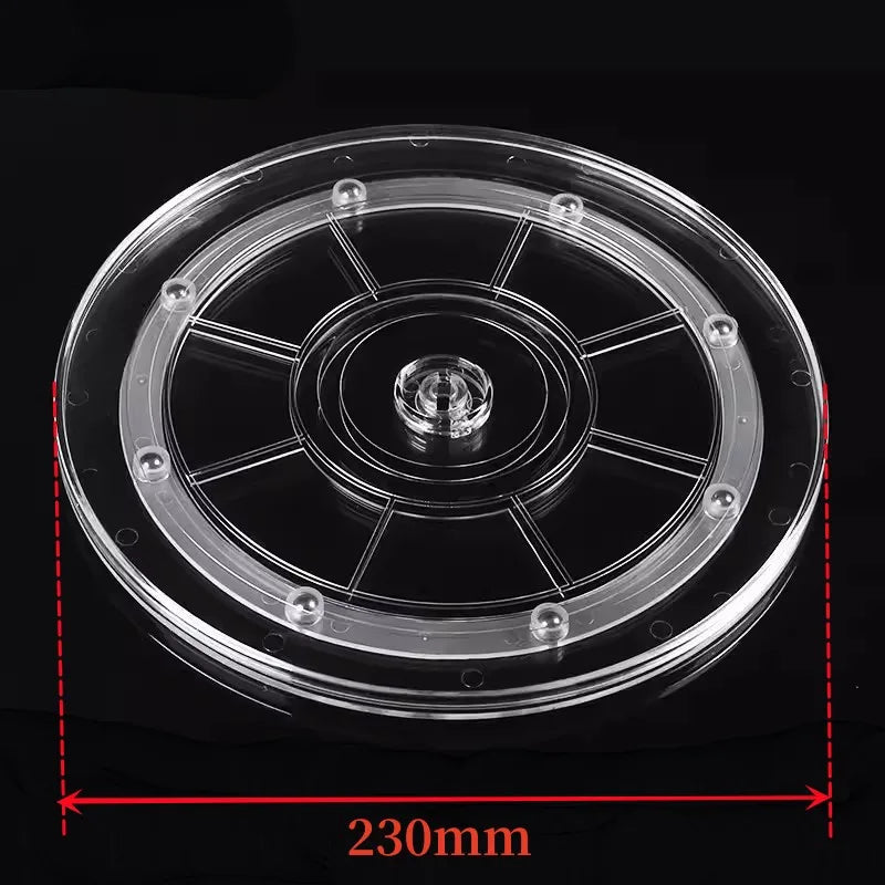 support pot transparent rotatif base ronde lazy susan plastique acrylique moderne fixations bijoux décoration