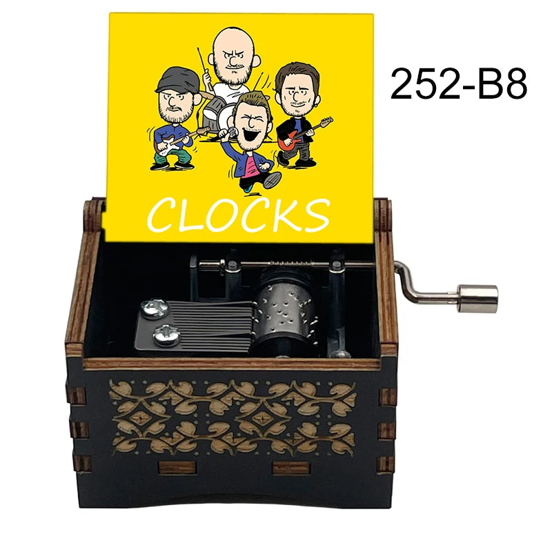 boîte musicale bois naturel motifs floraux 18 tons vintage manivelle horlogerie artisanale