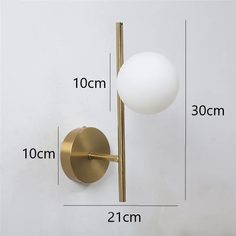 appliques murales modernes or blanc sphères verre translucides led murales fixations minimalistes
