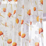 rideau moderne fleurs transparent blanc jaune orange tulle polyester fenêtre extérieureôtel