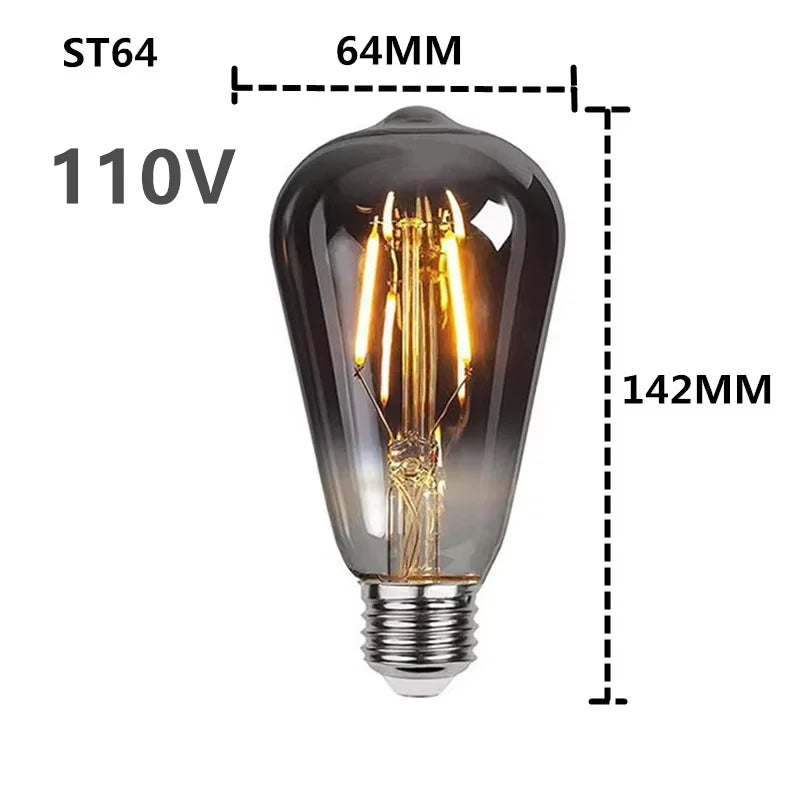 ampoules led décoratives vintage vis e27 spirale dorée noir 2700k 4w 8w 220v
