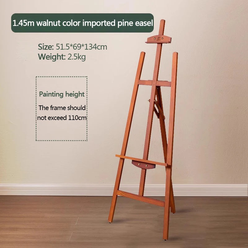 chevalet peinture bois marron clair palette pinceaux pot moderne minimaliste 110cm