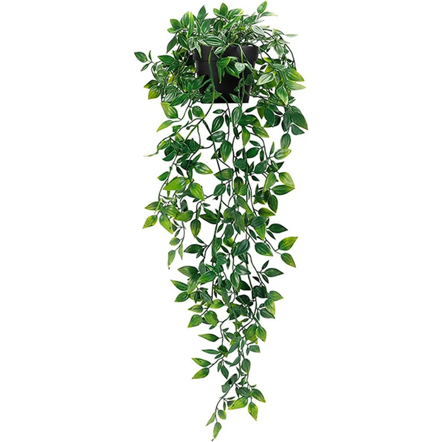 plante artificielle vigne feuilles vertes pot noir décoration extérieure naturelle accrochée maison fêtes