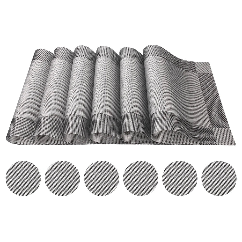 serviettes table modernes gris noir rayures horizontales adhésives faciles nettoyer pièces 12 cercles