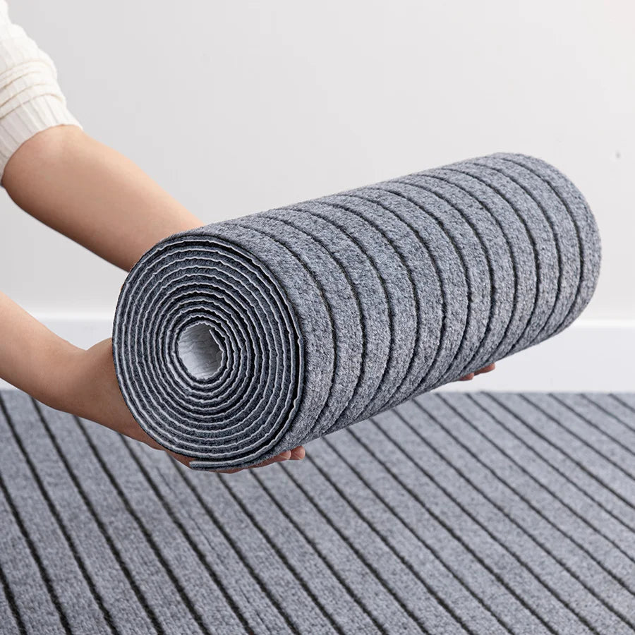 tapis vinyle gris rayé antidérapant moderne autoadhésif intérieur extérieur cuisine salon chambre