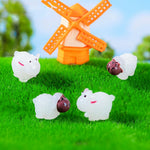figurines moutons résine blanche rose noire laineuses brillantes décor jardin bricolage clochette pastorales mignonnes(cartoon)