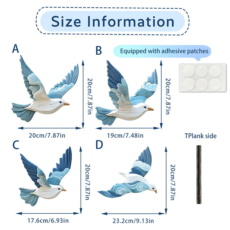 décoration murale oiseaux vol blanc bleu moderne adhésif