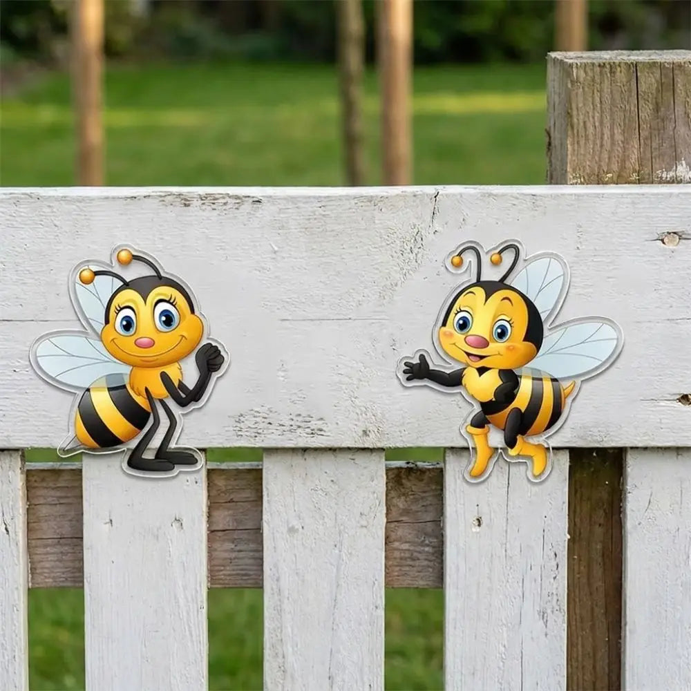decoration murale autocollant abeille dessin anime jaune noir blanc résistante soleil imperméable cartoon jardin