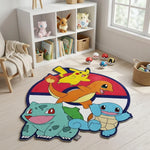 tapis dessin animé pokémon pikachu charmander bulbasaur squirtle rouge bleu vert Jaune orange blanc