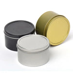 boîtes rondes métal or noir argent contemporaines rangement cosmétiques skincare organiser travel tins cream