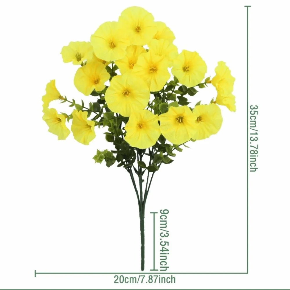 bouquet artificiel violet rose jaune blanc moderne décoration intérieur minimaliste fleurs simples feuilles vertes
