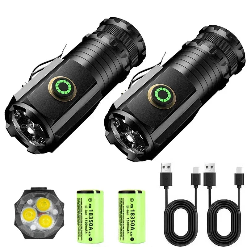 lampe torche rechargeable led rgb argenté noir jaune texturée moderne aimant mode lumière variable