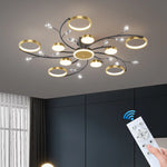plafonnier led or noir floral éclairage moderne télécommande suspension chambre salon