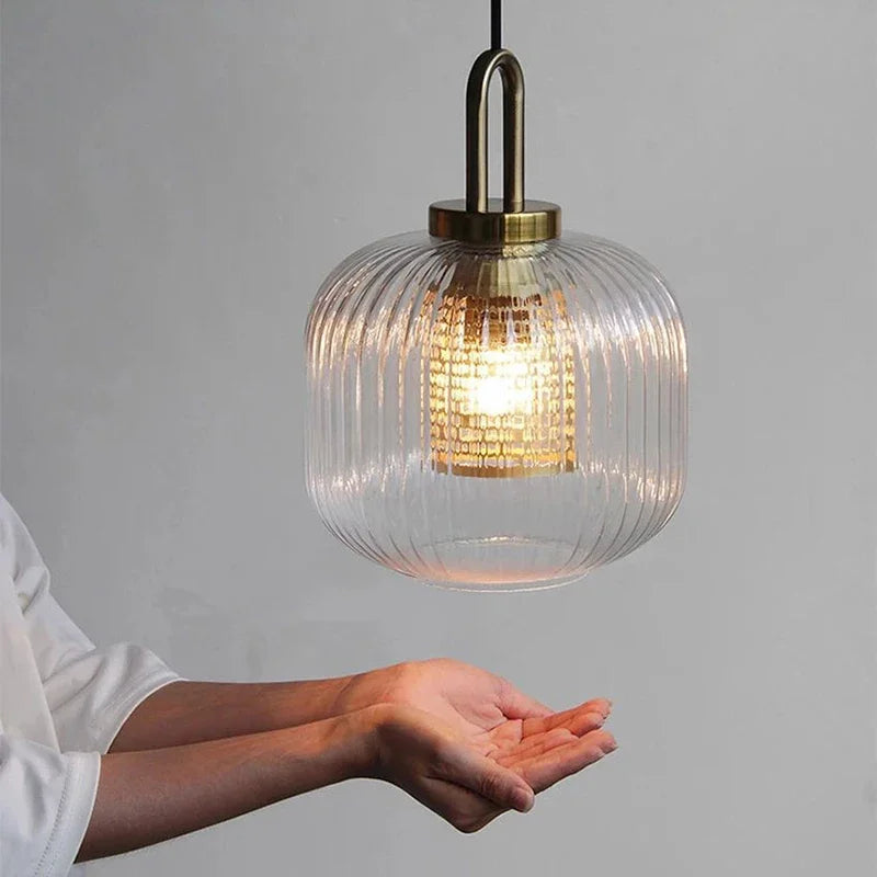 lampe suspendue transparente dorée rayures horizontales moderne filament câble électrique 90v 260v 249lm 2000lm