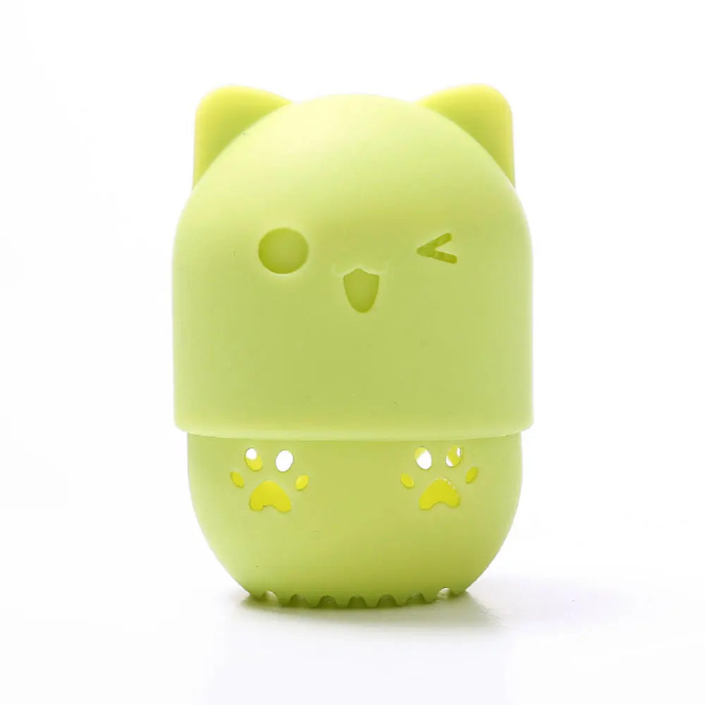 pot savon silicone rose bleu violet animalier brosse nettoyage intégrée texture douce patte chat