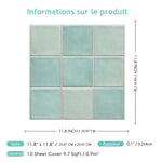 carreaux auto adhésifs pvc 3d vert pastel modernes cuisine salle bain mural 29x29cm