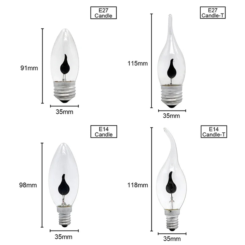 ampoule led flamme noire transparente moderne e14 e27 3500k 30000h lumens économieénergie