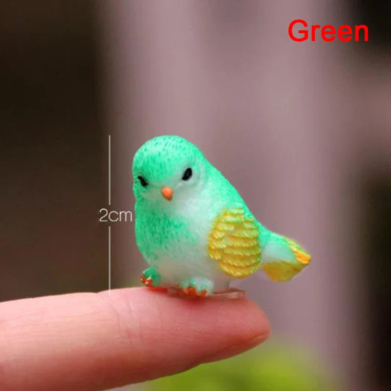 statue oiseau cartoon mignon résine peluche brillante couleurs variées blanc rose verte bleue jaune