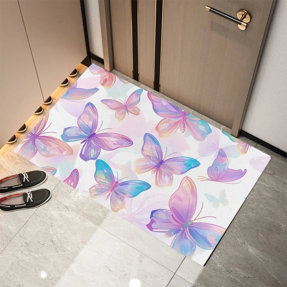 tapis moderne violet papillons résistant rides extérieur intérieur décoration maison salon entrée 30x50cm