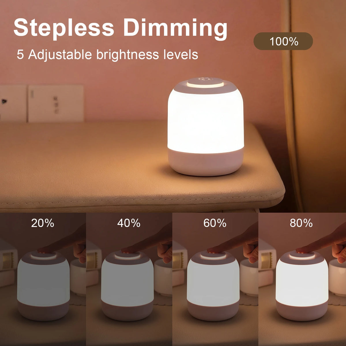 lampe table rechargeable usb led blanc gris tactile moderne sans fil urgence chambre bébé